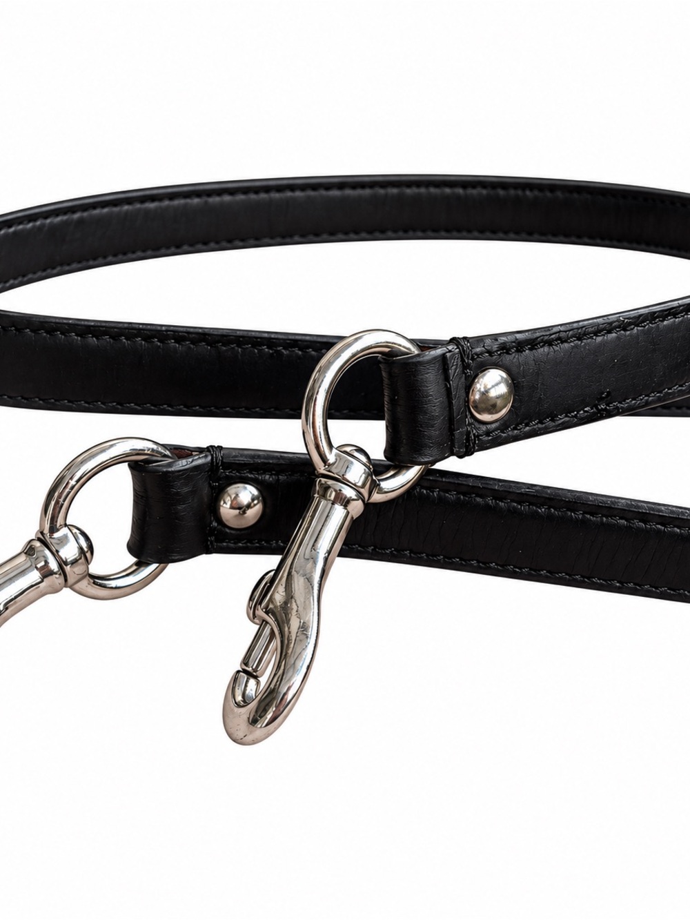 Coach Black Leather Strap with Silver-Tone Clips